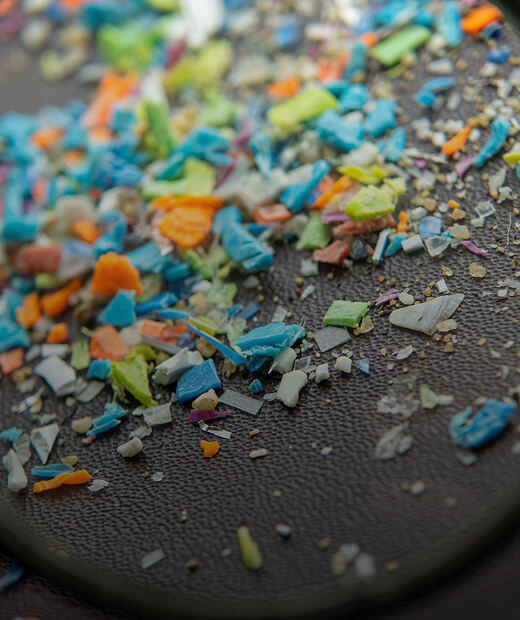 Small fragments of plastic waste